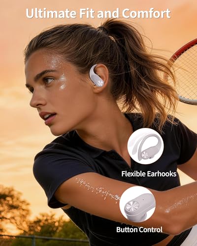 Bluetooth Wireless Earbuds, 80Hrs Playback, Wireless Charging Case with LED Display, Sports Headphones with Earhooks, Deep Bass, IPX7 Waterproof, Compatible with Phone, TV, Laptop