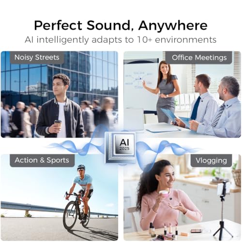 YRF Mic 2 (2 TX + 1 RX + Charging Case), Wireless Lavalier Microphone, Intelligent Noise Cancelling, Internal Recording