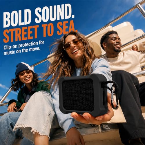 COMECASE Silicone Case for JBL Go 5 with Metal Carabiner, Black, Case Only | Thickened Edges, Inner Cushioning Ribs, Easy Button Access, Uncovered Grille and Edge Light, for Travel and Outdoor Use - color: Black