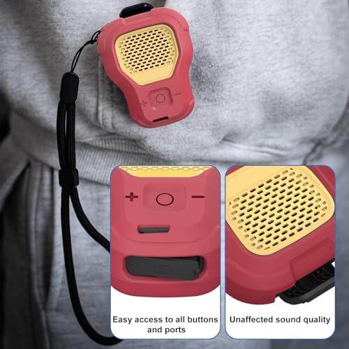 CYBERGUYS Silicone Case for DEWALT Wearable Bluetooth Speaker, Durable, Red | Shock-Proof Non-Slip Protective Cover for DEWALT Mini Speaker w/Lanyard, Small Lightweight & Easy-to-Install Sleeve - color: Red