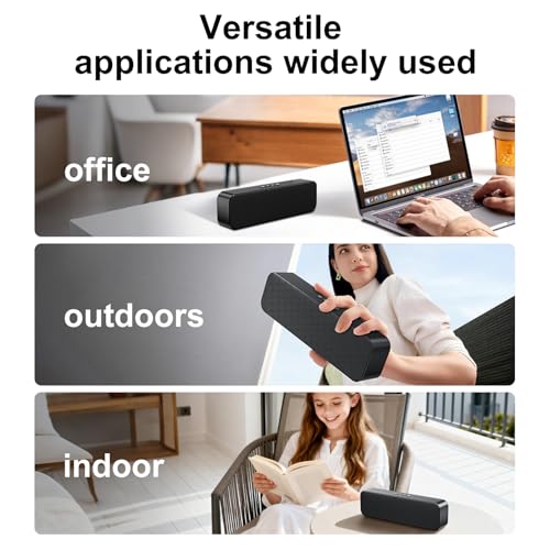 Computer Speakers for Desktop PC,Rechargeable Bluetooth Speaker,Small Computer Soundbar with Stereo & Bass,3.5mm Aux-in,TF Port,Loud Volume for Web Conferences,Teacher,Music (Black) - color: Black