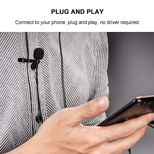 Omnidirectional Mini Wired Clip-on Microphone Cable Lavalier Lapel Microphone with 3.5mm TRRS Audio Cord for Recording, Interview, Teaching, Vlog