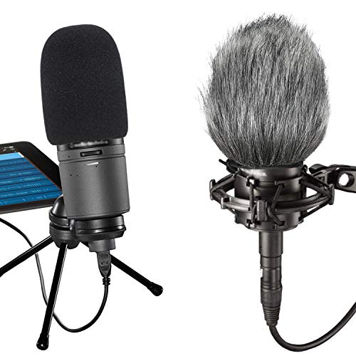 SUNMON Windscreen and Foam Cover, Indoor Outdoor Microphone Wind Muff for Audio-Technica AT2020, AT2020USB, AT2020USB+ mic AT2035, AT4040, AT2050 Microphone(2Pack) - color: FurFoamKit