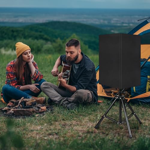 Klmnop 15 Inch Outdoor Speaker Covers, 2-Pack Weatherproof Waterproof & UV Protection Dust Cover for PA DJ Powered Speakers, Heavy-Duty 800D Thick Oxford Fabric(Black)
