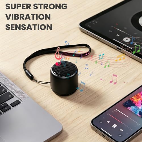 Best Mini Portable Bluetooth Speaker with HD Sound & Bass I Smallest Wireless Bluetooth Speakers for Phone/PC/Tablet I Photo Selfie Button Answer Phone Calls I Cute Tiny Speaker - color: Black