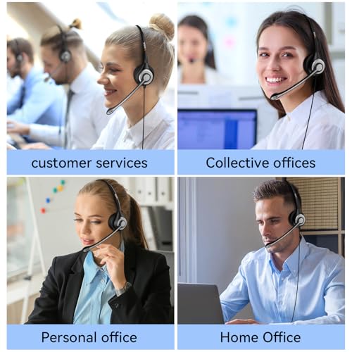 Wantek Phone Headset with Microphone Noise Cancelling, Telephone Headsets 2.5mm Jack Work for Panasonic AT&T ML17929 Vtech RCA Cisco Uniden Polycom Grandstream Home Office Cordless Phones(F602J25P)
