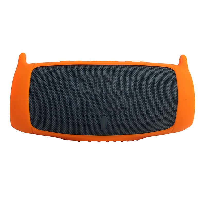 JB charge 5 Bluetooth Speaker Silicone protecitve Case protable, JB charge 5 Travel Carrying Case with Shoulder Strap and Carabiner (Orange) - color: Orange