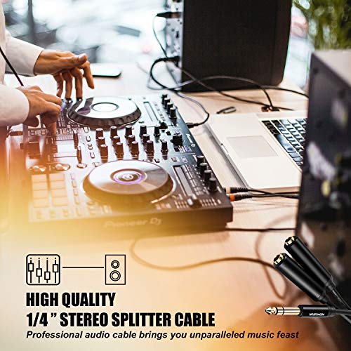 HOSONGIN 1/4" Splitter Cable, TRS to Dual 1/4" TRS Stereo Y Adapter, Gold-Plated Connectors, High-Fidelity Sound, Durable Aluminum Alloy Shell for Studio, DJ, Headphones, Live Sound Systems - 1.6Ft - style: 1/4" TRSM to Dual 1/4" TRSF