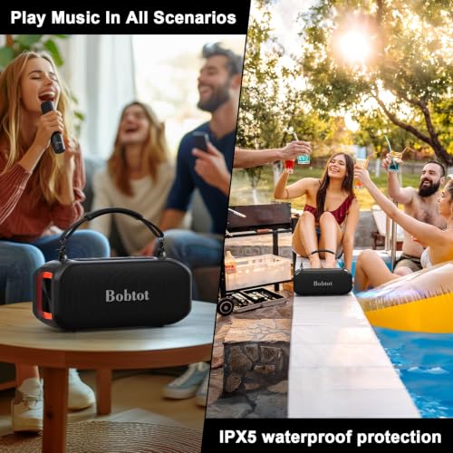 Portable Karaoke Speaker for Adults, Small Size Singing Machine | with Wireless Microphone, Bluetooth Speaker with Punchy Bass, Magic Sound Voice, LED Lights