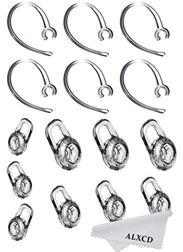 Earbud Gel & Ear Hook for Plantronics, ALXCD 9 Pcs (Small/Medium/Large) Clear Replacement Eargel & 6 Pcs Clear Ear Hook, Fit for Plantronics M155 M165 M1100 M100 M55 M28 M25 Voyager Edge (6+9)