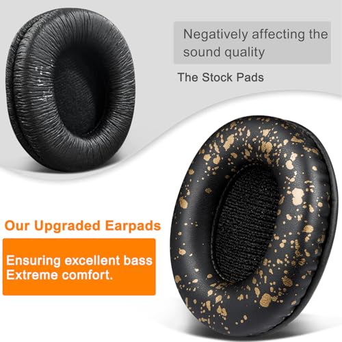 SOULWIT Replacement Earpads for Sony MDR-7506 MDR-V6 MDR-V7 MDR-CD900ST Monitor Headphones, Ear Pads Cushions with Softer Protein Leather, High-Density Foam - Black Gold - color: Black Gold
