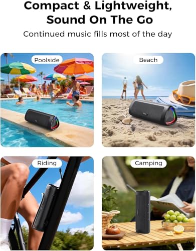 Bluetooth Speaker, 20W HD Sound, Portable Wireless, IPX5 Waterproof, Up to 24H Playtime, TWS Pairing, for Home/Party/Outdoor/Camping/Beach Essentials, Electronic Gadgets, Birthday Gift (Black) - color: Black
