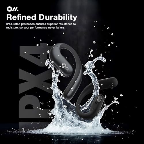 Oladance OWS Pro Open-Ear True Wireless Headphones, 16-Hour Playtime | Bluetooth 5.3, Dual-Device Connectivity, Amplifier Chip, Virtual Bass, Liquid Silicone, Titanium Frame, Comfortable Fit - color: Black