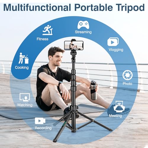 72" Tripod for iPhone, Phone & Camera Travel Tripod Stand with Remote, Compatible with Smartphone/Gopro - size: 72 Inch