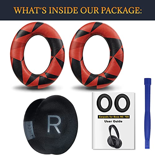 SOULWIT Protein Leather Replacement Earpads for Bose 700 (NC700) Wireless Headphones, Ear Pads Cushions with Softer Protein Leather, High-Density Noise Cancelling Foam, Added Thickness - Red Storm - color: Red Storm