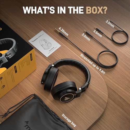 MAONO MH700 Wired Studio Headphone for Podcast Recording DJ Mixing Monitor | Professional Close Back Over Ear Stereo Headset w/ 50mm Driver & 3.5mm to 6.35mm Jack for Computer Guitar AMP Piano Keyboard