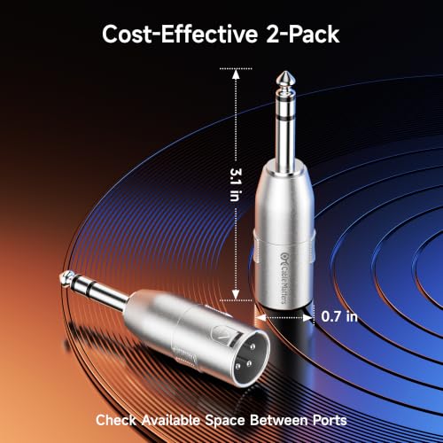 Cable Matters 2-Pack 6.35mm 1/4 Inch TRS to XLR Adapter, Male to Male | M-M, XLR to 1/4 Adapter