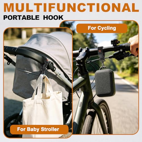 2 Pcs Portable Rotating Headphone Hooks Holder with Carabiner, Over-Ear Headset Hanger Storage Hook for Wall/Backpacks/Belt Loops/Bicycles - Black