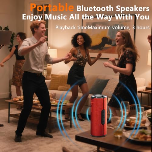 BYANDBY Bluetooth Speaker with IPX5 Waterproof 2 Portable, Long Playtime, Wireless Stereo Pairing, 12W Stereo Sound, BT 5.3, Bassup, Electronics for Home, Shower, Outdoors, Travel(Red) - color: Red