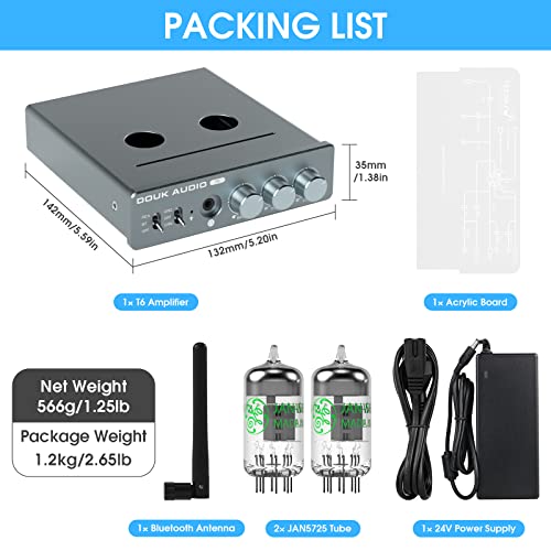 Douk Audio T6 2 Channel 80 watts x2 Bluetooth Tube Amplifier Hi-Fi Stereo Power Amp Audio Wireless Receiver with Headphone/Line Output & Treble Bass Tone Control
