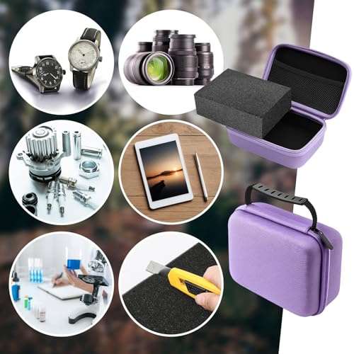 Relaxweex Hard Case with Foam, 7.1 X 4.7 X 3.1 Inch, Purple | EVA Waterproof Shockproof Case, Customizable Foam for Camera Electronics Instruments, Digital Products, with Knife - color: Purple, size: 7.1 x 4.7 x 3.1 inch