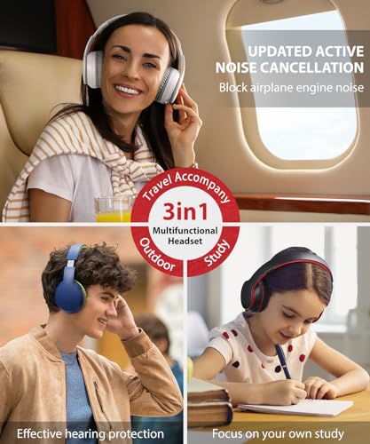 rockpapa E7 Wired/Wireless Bluetooth Headphones with Mic, 25 Hours Playtime | 2 in 1 Wire less Blue tooth Head Phones Foldable Lightweight for Kids Boys Girls Youth in School Airplane Car Black Red - color: Black Red, style: without Case
