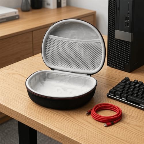 7.9 x 6.7 x 3.1in EVA Oxford Cloth Hard Headphone Carrying Case Waterproof Shockproof Bag for Over-Ear Headsets Travel Pouch
