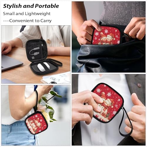 Christmas Cute Snowman Portable Wireless Headphone Case, Earphone Storage Bag Carrying Case, Earbud Holder with Handle Headphone Bag Travel - color: Christmas Cute Snowman