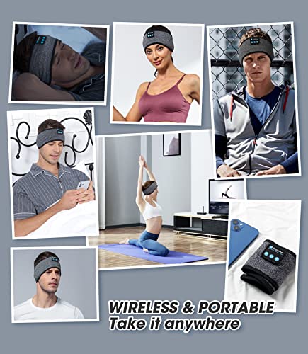 Enjoying Sleep Headband, Bluetooth Headphones for Sleeping with Noise Cancelling, Thin Speakers, 1 Count, Black&Grey, Hairband, Unisex, for Sleep, Workout, Yoga, Travel, Insomnia, Leisure