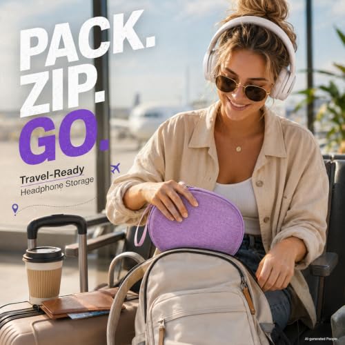 Hard Headphone Case for JBL Tune 770NC/510BT/720BT/520BT/670NC | Wave Foam, Elastic Strap, Soft Lining, Mesh Pocket, Carry Handle, Folded Headphone Storage, Purple , Case Only - color: Purple