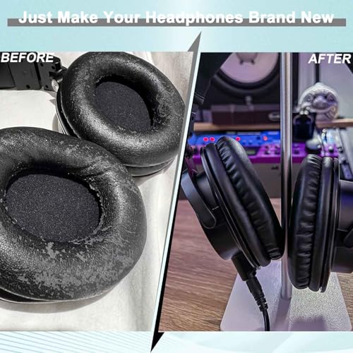 Replacement Ear Pads for Audio-Technica ATH-M50X, Headphone Earpads Cushions Compatible with ATH-M50X, ATH-M50xBT2, ATH-M40X, ATH-M30X, ATH-M20X, ATH-M10 & ATH-MSR7, Ear Covers-Black