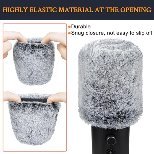 SOULWIT Microphone Furry Windscreen for Razer Seiren X, Wind Muff Pop Filter Mic Cover - Gray