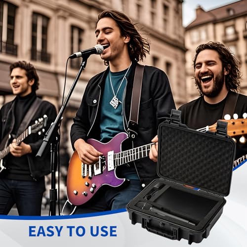 Microphone Carrying Storage Hard Case+ Custom Foam(Pre-cut Mic Slot & DIY Foam)| for Mic Audio Gear Mic Bag Microphone Hard Carrying Travel Case