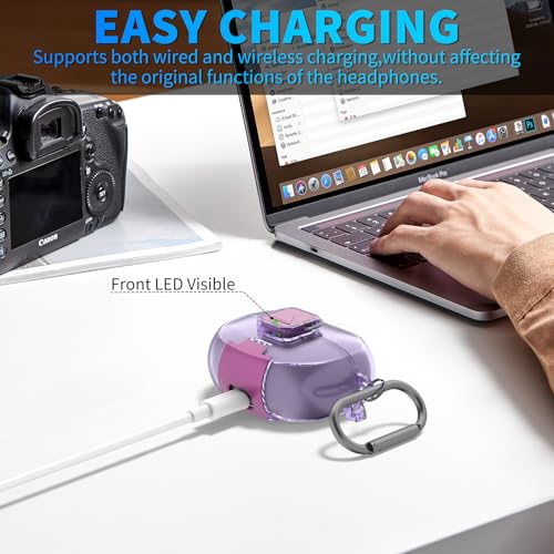 for Bose Ultra Open Earbuds Case with Secure Lock & Phone Stand, Soft TPU Shockproof Protective Clear Case for Bose Open Ear Earbuds Accessories with Cleaning Pen & Keychain (Clear Purple) - color: Clear Light Purple