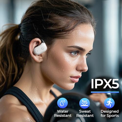 havit Open Ear Headphones, Over Ear Earbuds Bluetooth 5.4 Headphones, Comfort Fit Lightweight, Mic Clear Calls, 64H Playtime, IPX5 Waterproof Earhook Earbuds for Running, Cycling Workouts, Grey