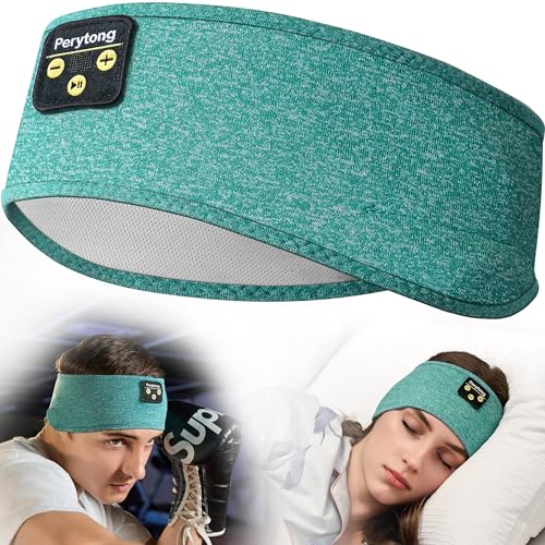 Perytong Sleep Headphones Wireless, Bluetooth Sports Headband Headphones with Ultra-Thin HD Stereo Speakers Perfect for Sleeping,Workout,Jogging,Yoga,Insomnia, Air Travel, Meditation (Green) - color: Green