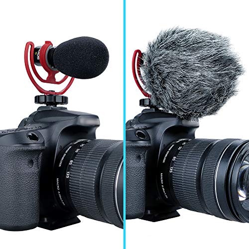YOUSHARES VideoMicro Microphone Foam windscreen & Deadcat Wind Shield, Foam & Furry Wind Muff for Rode VideoMicro and VideoMic Me Me-L Mic (2 Pack) - color: Fur+Foam