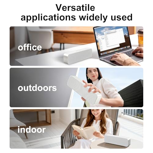 Computer Speaker for Desktop,Rechargeable PC Speaker,Small Computer Soundbar with Stereo & Bass,3.5mm Aux-in,Bluetooth,TF Port,Loud Volume for Web Conferences,Teacher,Music (White) - color: White