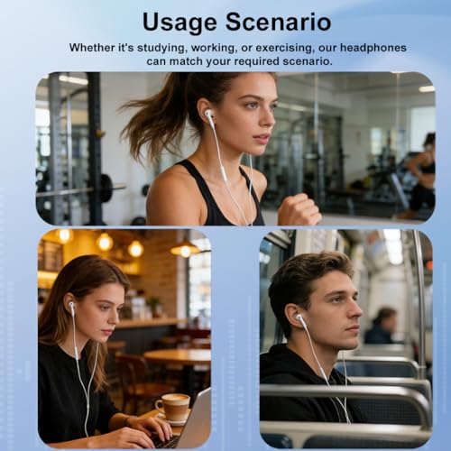 USB C Headphones for iPhone 17 16 15 Pro Max USB C Wired Earbuds with Mic | 2 Pack Type C Earphones Remote Control & Noise Isolating Wired Headphones for iPhone 17 16 15 iPad Samsung Galaxy S25 S24