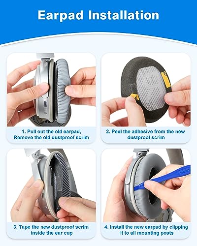 Earpads for Bose Quiet Comfort QC 35 / QC35 ii / QC25 / QC15 Headphone - color: Lifht Grey
