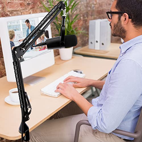 For Shure MV7 Boom Arm - Upgraded Mic Arm with Reduce Wind Noises Mic Foam Cover, Mic Stand with Cable Management, 3/8" to 5/8" Adapter Compatible with Most Microphone - color: MV7 Mic Stand