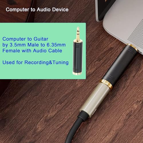 3.5mm Male to 6.35mm Female Stereo Pure Copper Adapter, 1/4 Male to 1/8 Jack Female Adapter, Used for Conversion Headphone Adapter, Electronic Drum/Pianos/Guitars, Black Fashion 4-Pack