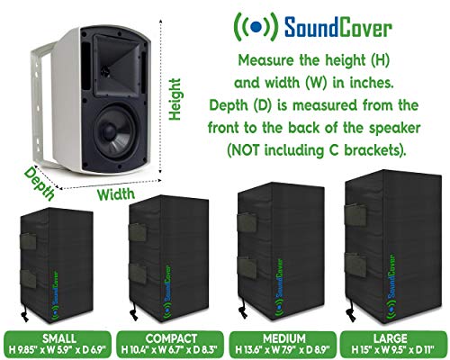The Original Light Outdoor Speaker Covers for C-Bracket Mounted Speakers – Premium 210T Polyester with Silver UV Protective Coating – Water-Resistant, All-Weather Protection – Small Size (Set of 2) - size: SMALL: H 9.85" x W 5.9" x D 6.9"