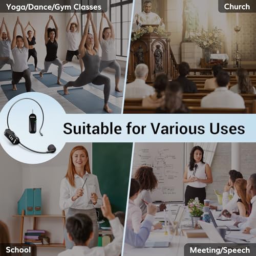 TONOR Wireless Headset Microphone, 2 in 1 UHF Over-Ear Mic System with 20 Channels, 65ft Range Handheld Microfono for Teaching, Fitness, Tour Guide, Compatible with PA, Voice Amplifier, Speaker, TW100