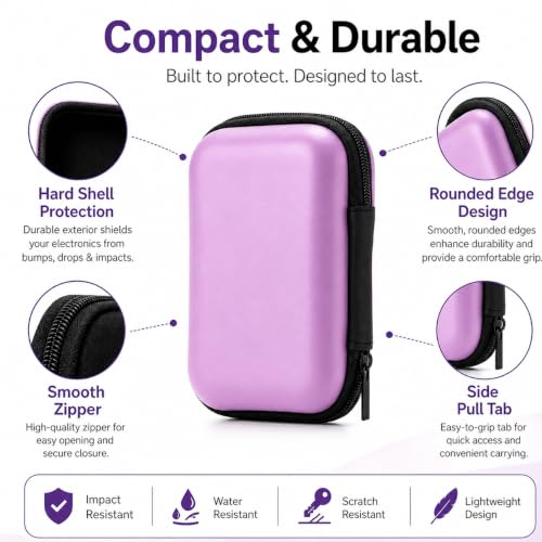 Headphone Case Hard Edge Zipper Bag Compact Portable Headset Storage Bag For Wireless,Headphones Earbuds Cables Charging Cable Travel Waterproof Commuting Home - color: Pink