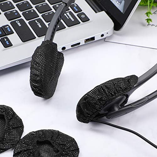 BBTO 100 Pcs Disposable Over Ear Headphone Covers Stretch,6.5 Cm,Black - color: Black, size: 6.5 cm