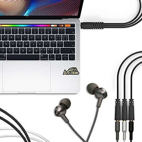 Ancable 9 Inch 3.5mm (1/8") Male to 3X Female Stereo Splitter Audio Cable, 3 Way Splitter Gold-Plated - color: Gold