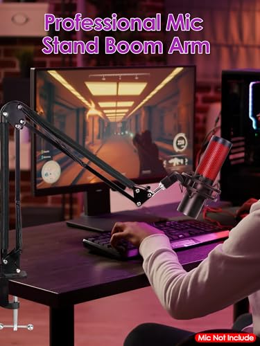 For HyperX Quadcast Boom Arm - Mic Arm with 2 Cable Sleeve, Mic Stand with 3/8" To 5/8" Adapter Compatible with Blue Yeti Fifine Shure SM7B MV7 HyperX QuadCast S AT2020 and Other Microphone - color: HYQC Boom Arm