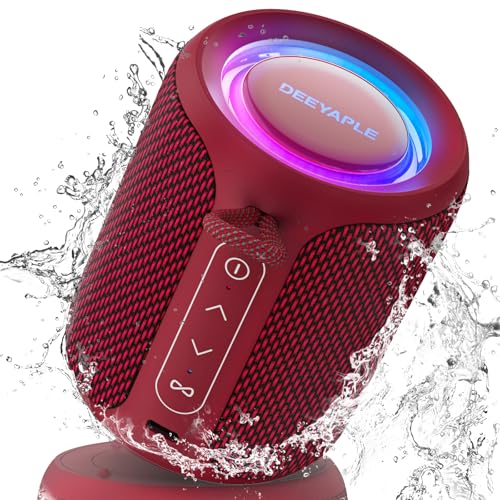 Bluetooth Speaker Wireless,IP67 Waterproof & Dustproof Portable Speaker with Lights,15W Loud Stereo Sound, 2500mAh Battery All Day Playtime, TWS Pairing, BT5.3, Home/Party/Outdoor/Beach (Red) - color: Red