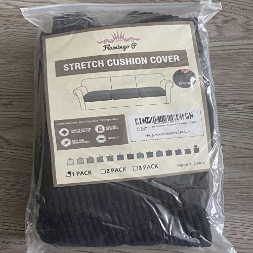 Flamingo P Super Stretch Couch Cushion Cover 1 Pack Individual Seat Slipcover with Elastic Bottom, Machine Washable Furniture Protector (1 Seat Cushion Cover, Black) - color: Black, size: 1 Seat Cushion Cover